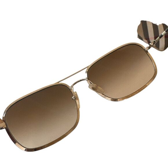 Burberry Gold Aviator Sunglasses with Check Case - Picture 8 of 9